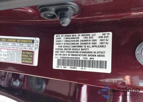 2019 Honda Cr-V Ex-L z USA, uszkodzony, nr VIN 7FARW2H81KE015076